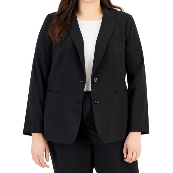 Tahari ASL Womens Plus Black 2 Button Roll Tab Jacket Career Blazer size 18W - Picture 3 of 15